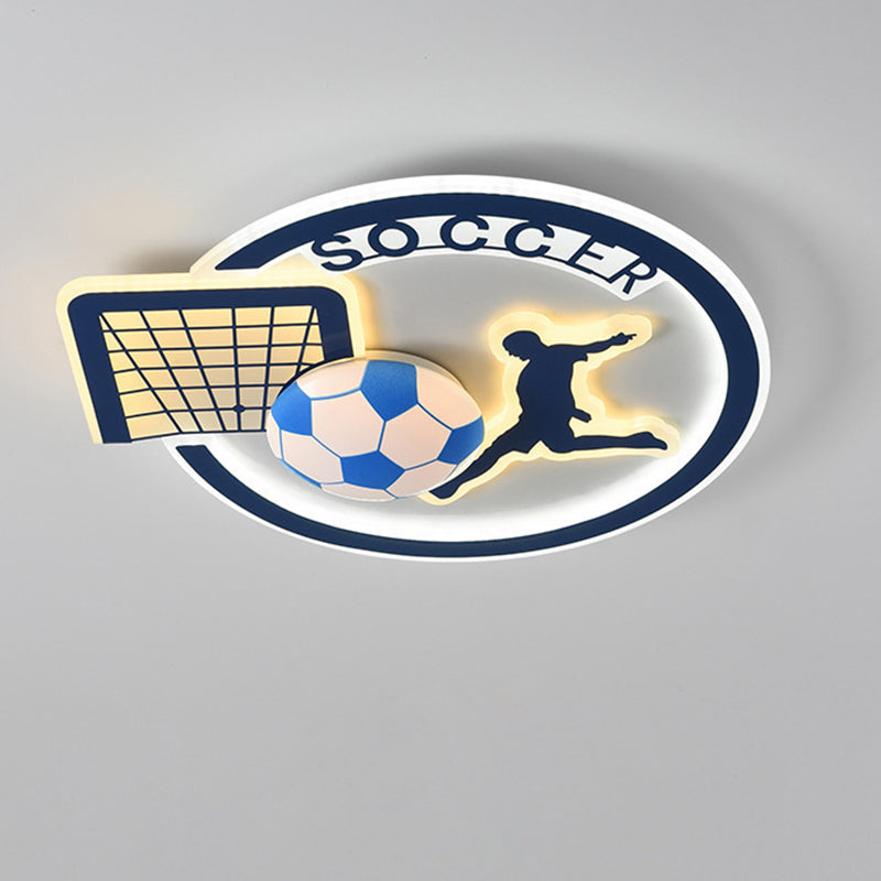 Contemporary Nordic Football Iron Acrylic Round LED Flush Mount Ceiling Light For Living Room