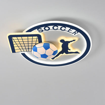 Contemporary Nordic Football Iron Acrylic Round LED Flush Mount Ceiling Light For Living Room