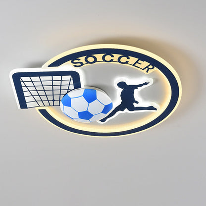 Contemporary Nordic Football Iron Acrylic Round LED Flush Mount Ceiling Light For Living Room