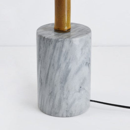 Traditional Vintage Bamboo Weaving Round Marble Base 1-Light Standing Floor Lamp For Dining Room