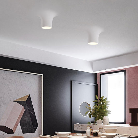 مصباح سقف LED مدمج بتصميم هندسي أسطواني من الألومنيوم والجبس بتصميم عصري بسيط لغرفة النوم