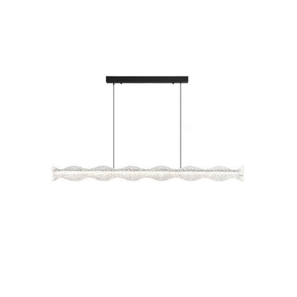 Modern Luxury Aluminum Resin Long Wave Strip LED Island Light Pendant Light For Dining Room