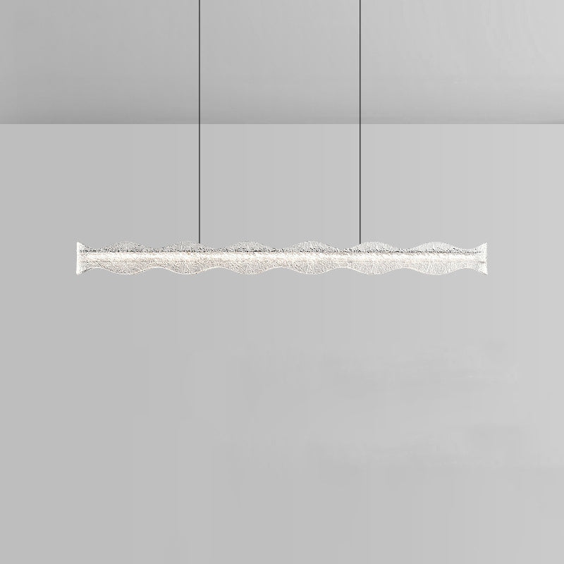 Modern Luxury Aluminum Resin Long Wave Strip LED Island Light Pendant Light For Dining Room