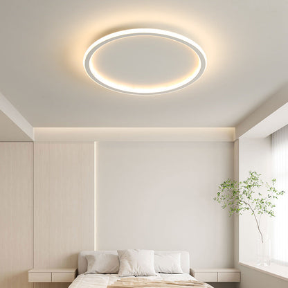Modern Minimalist Iron Silicone Round LED Flush Mount Ceiling Light For Bedroom