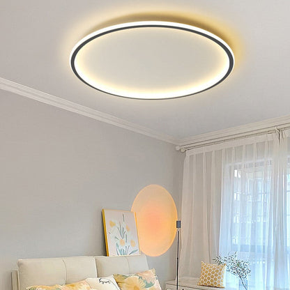 Modern Minimalist Iron Silicone Round LED Flush Mount Ceiling Light For Bedroom