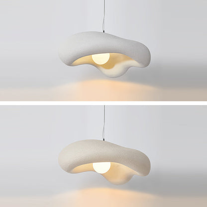 Traditional Japanese Wabi-sabi Corrugated Polystyrene Shade 1-Light Pendant Light For Dining Room
