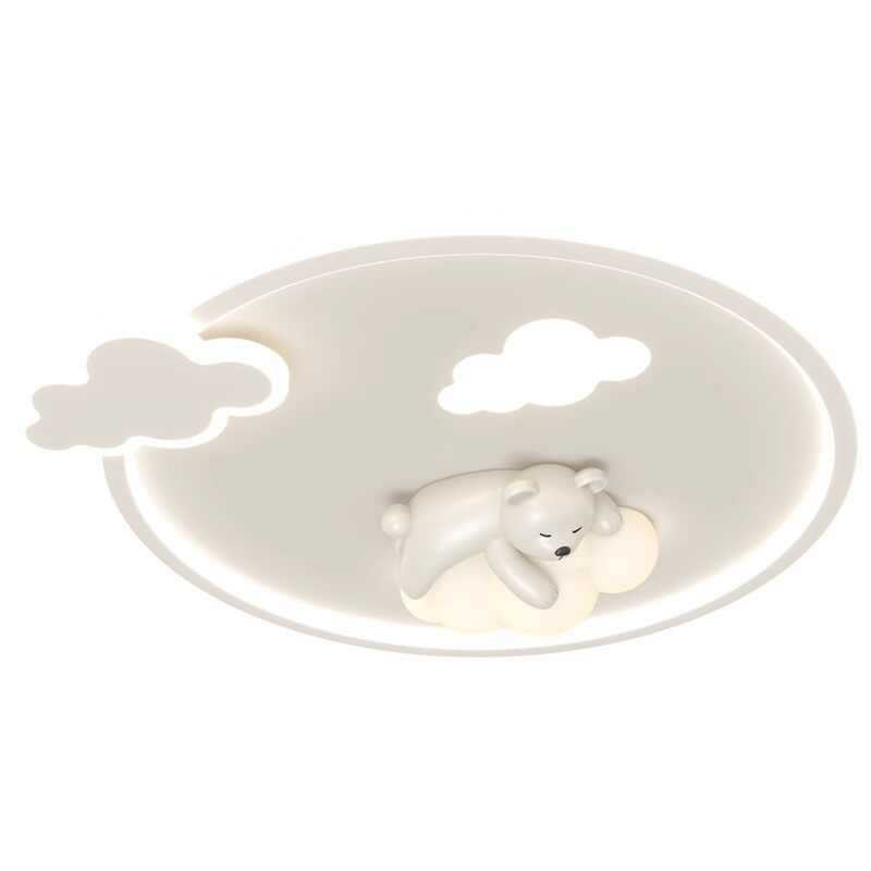 Contemporary Nordic Iron Aluminum Bear Round LED Flush Mount Ceiling Light For Bedroom