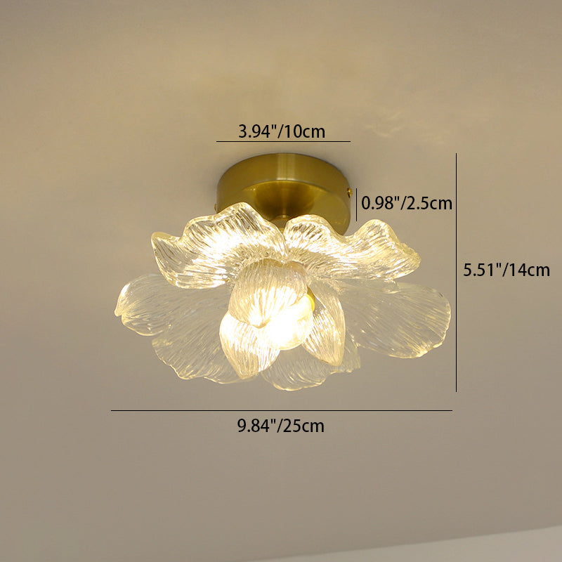 Traditional Vintage Resin Floral Shade Hardware 1-Light Semi-Flush Mount Ceiling Light For Living Room