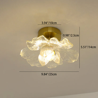 Traditional Vintage Resin Floral Shade Hardware 1-Light Semi-Flush Mount Ceiling Light For Living Room
