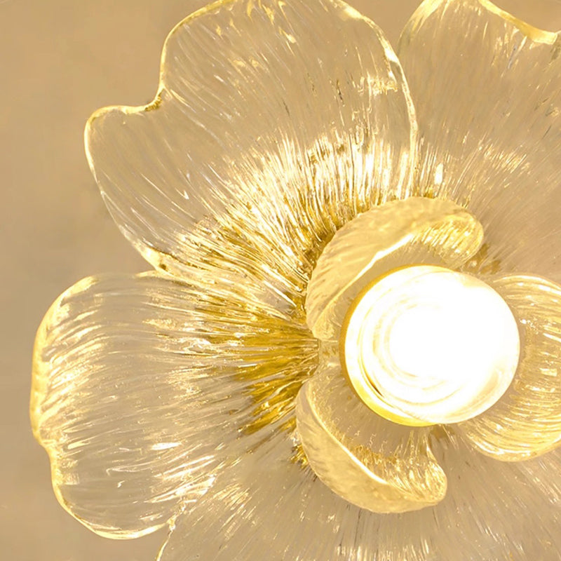 Traditional Vintage Resin Floral Shade Hardware 1-Light Semi-Flush Mount Ceiling Light For Living Room