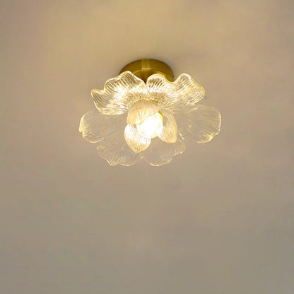 Traditional Vintage Resin Floral Shade Hardware 1-Light Semi-Flush Mount Ceiling Light For Living Room