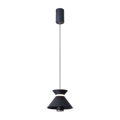 Contemporary Nordic Iron Aluminum Geometric Semi-Conical LED Liftable Pendant Light For Bedroom