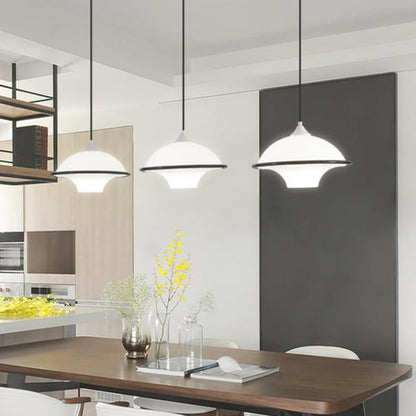 Contemporary Nordic Iron Glass Flying Saucer Shade LED Pendant Light For Bedroom