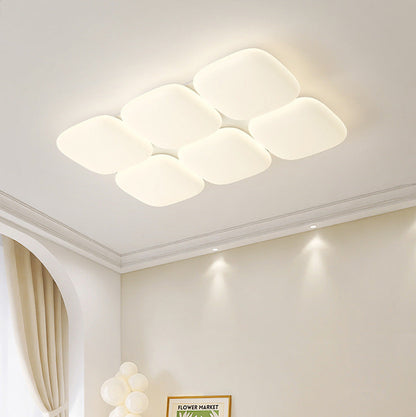 Modern Minimalist Iron PE Geometric Square LED Flush Mount Ceiling Light For Living Room