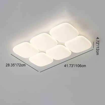 Modern Minimalist Iron PE Geometric Square LED Flush Mount Ceiling Light For Living Room