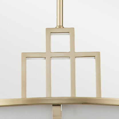 Modern Luxury Geometric Drum Brass Finish Ribbed Glass Shade 3-Light Chandelier For Living Room