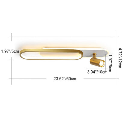 Contemporary Simplicity Iron Long Strip Acrylic Oval LED Spotlight Flush Mount Ceiling Light For Living Room