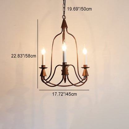 Traditional Rustic Candelabra Iron Frame Glass 3/6/8-Light Chandelier For Living Room