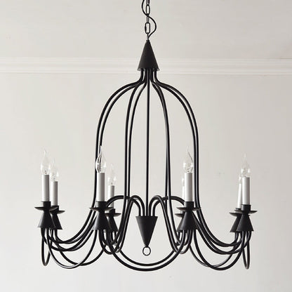 Traditional Rustic Candelabra Iron Frame Glass 3/6/8-Light Chandelier For Living Room