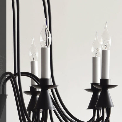 Traditional Rustic Candelabra Iron Frame Glass 3/6/8-Light Chandelier For Living Room