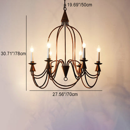 Traditional Rustic Candelabra Iron Frame Glass 3/6/8-Light Chandelier For Living Room