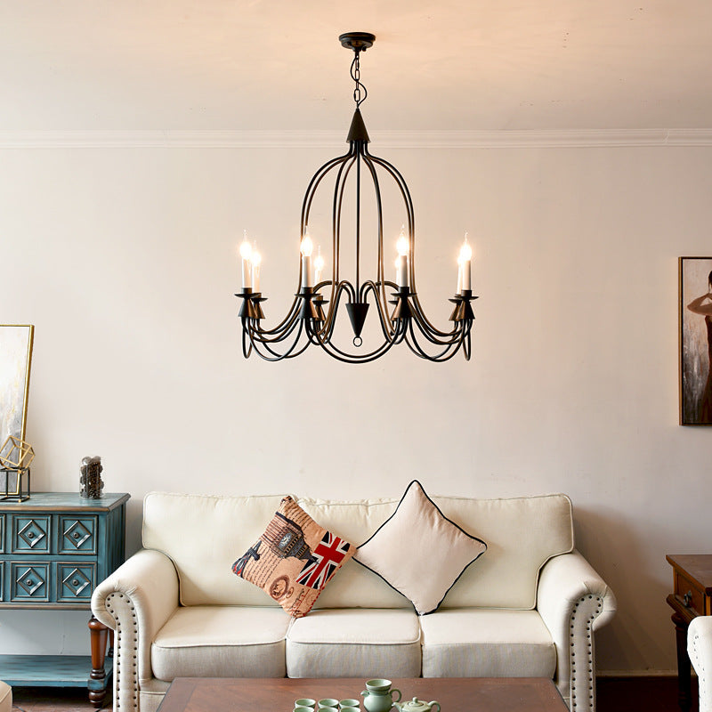 Traditional Rustic Candelabra Iron Frame Glass 3/6/8-Light Chandelier For Living Room