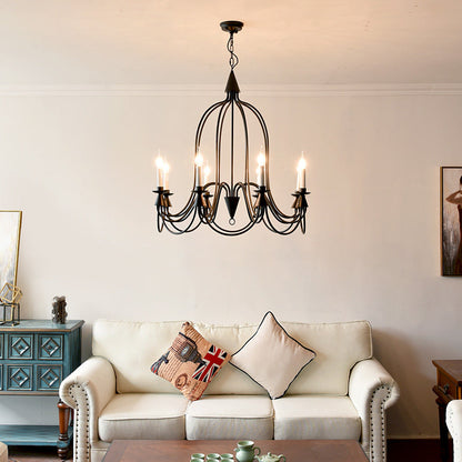 Traditional Rustic Candelabra Iron Frame Glass 3/6/8-Light Chandelier For Living Room