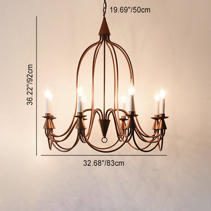 Traditional Rustic Candelabra Iron Frame Glass 3/6/8-Light Chandelier For Living Room
