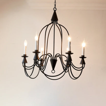 Traditional Rustic Candelabra Iron Frame Glass 3/6/8-Light Chandelier For Living Room