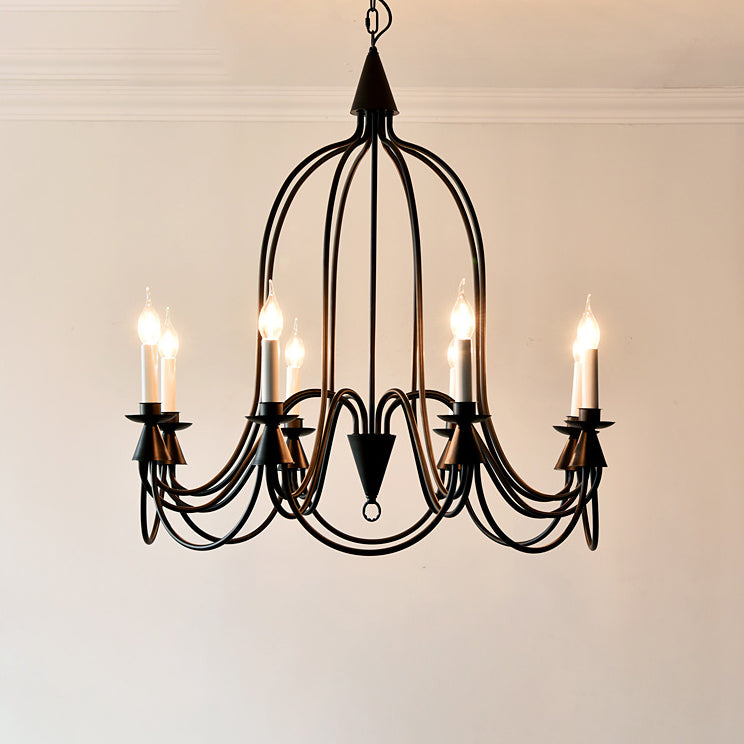 Traditional Rustic Candelabra Iron Frame Glass 3/6/8-Light Chandelier For Living Room