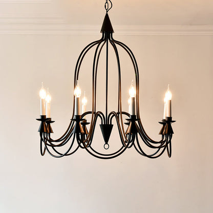 Traditional Rustic Candelabra Iron Frame Glass 3/6/8-Light Chandelier For Living Room