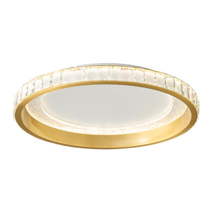 Modern Luxury Aluminum Crystal Starry Sky Acrylic Round LED Flush Mount Ceiling Light For Bedroom