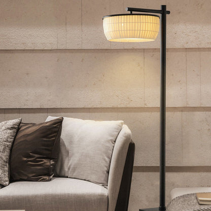 Traditional Vintage Round Fabric Shade Iron 3-Light Standing Floor Lamp For Home Office