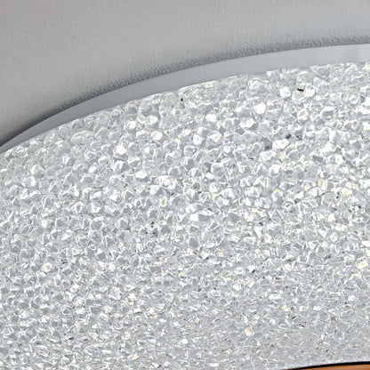 Contemporary Luxury Dazzling Crystal Sand Acrylic Geometric Ring LED Flush Mount Ceiling Light For Bedroom