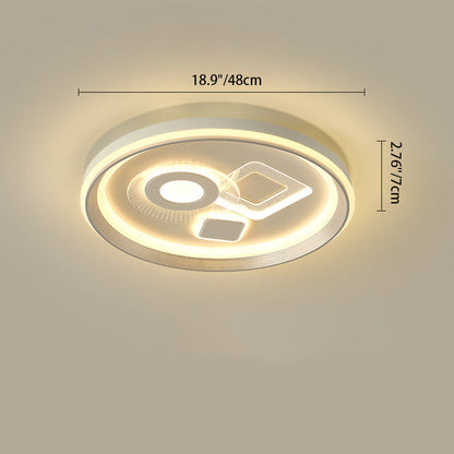 Contemporary Simplicity Iron Acrylic Geometric Round LED Flush Mount Ceiling Light For Bedroom