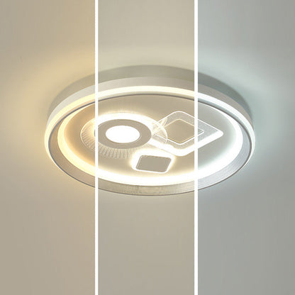 Contemporary Simplicity Iron Acrylic Geometric Round LED Flush Mount Ceiling Light For Bedroom