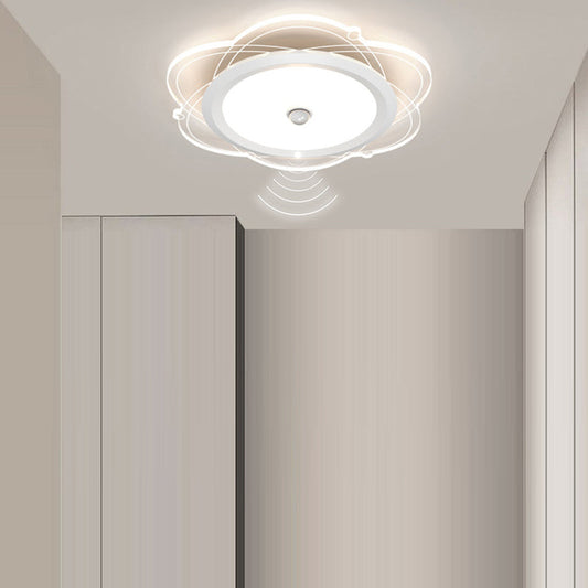 現代的なシンプルさ、アイアンアルミフラワーアクリルシェード、LEDフラッシュマウントシーリングライト、リビングルーム用