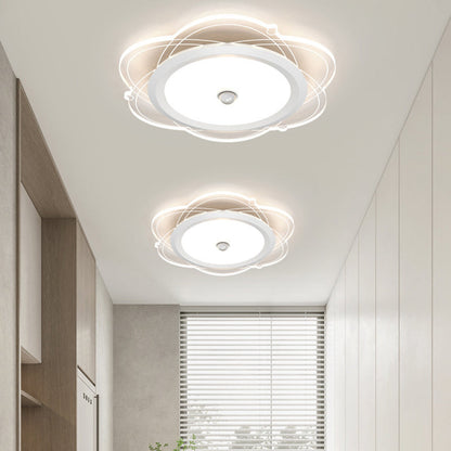 現代的なシンプルさ、アイアンアルミフラワーアクリルシェード、LEDフラッシュマウントシーリングライト、リビングルーム用