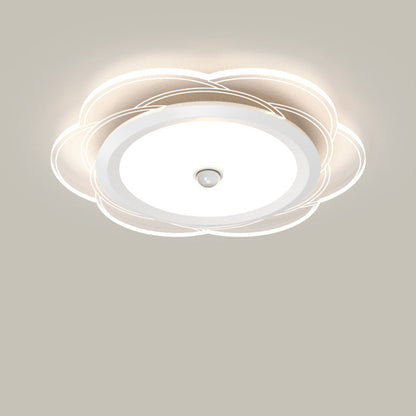 現代的なシンプルさ、アイアンアルミフラワーアクリルシェード、LEDフラッシュマウントシーリングライト、リビングルーム用