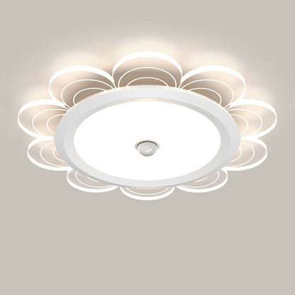 現代的なシンプルさ、アイアンアルミフラワーアクリルシェード、LEDフラッシュマウントシーリングライト、リビングルーム用
