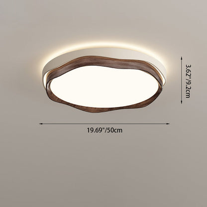 Traditional Japanese Corrugated Iron Imitation Wood Grain Acrylic LED Flush Mount Ceiling Light For Bedroom