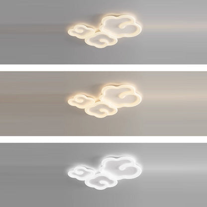 Contemporary Creative Iron PE Auspicious Cloud Shade LED Flush Mount Ceiling Light For Living Room