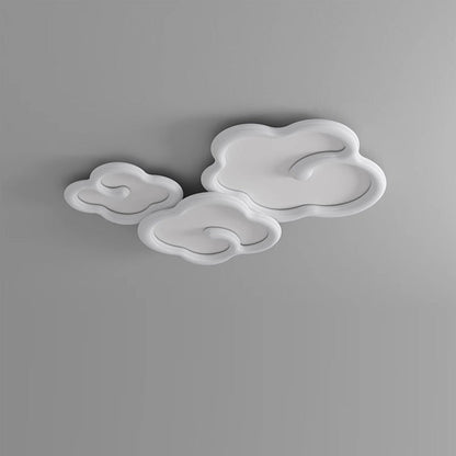 Contemporary Creative Iron PE Auspicious Cloud Shade LED Flush Mount Ceiling Light For Living Room