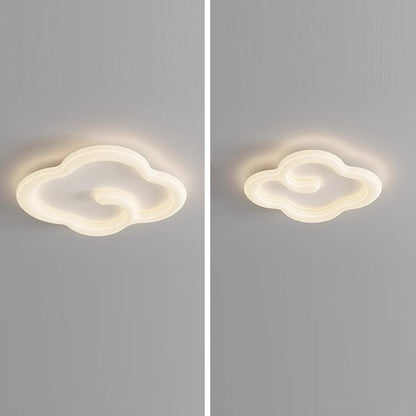 Contemporary Creative Iron PE Auspicious Cloud Shade LED Flush Mount Ceiling Light For Living Room