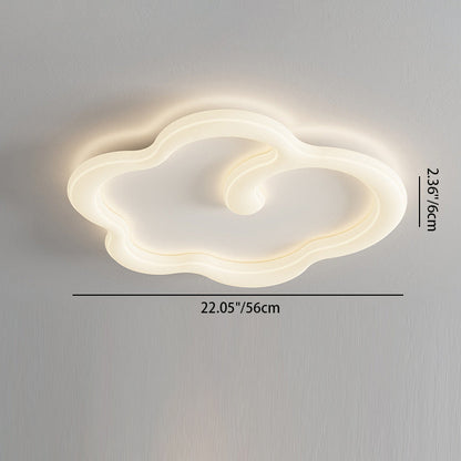 Contemporary Creative Iron PE Auspicious Cloud Shade LED Flush Mount Ceiling Light For Living Room