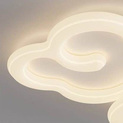 Contemporary Creative Iron PE Auspicious Cloud Shade LED Flush Mount Ceiling Light For Living Room