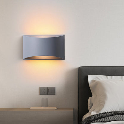 Modern Minimalist Curved Aluminum Up And Down Illuminated LED Wall Sconce Lamp For Outdoor Patio