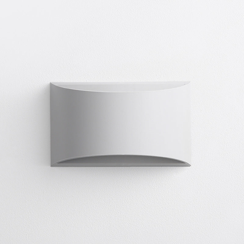 Modern Minimalist Curved Aluminum Up And Down Illuminated LED Wall Sconce Lamp For Outdoor Patio