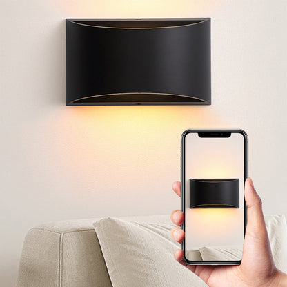 Modern Minimalist Curved Aluminum Up And Down Illuminated LED Wall Sconce Lamp For Outdoor Patio