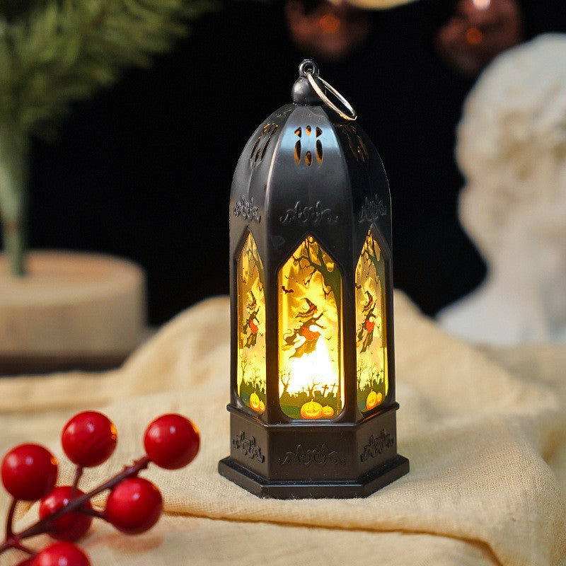 Contemporary Creative Pumpkin Witch Plastic Cottage LED Night Light Table Lamp For Bedroom